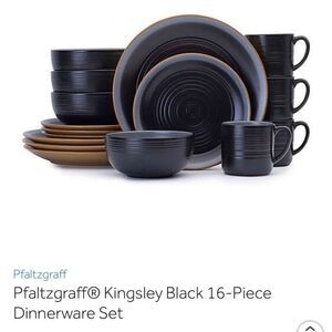 Kingsley Black 16-Piece Dinnerware Set NEW. (Missing 1 plate)